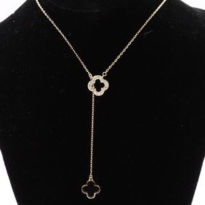 New RACHEL ZOE 18k Gold Plated Sterling Silver Clover Lariat Necklace